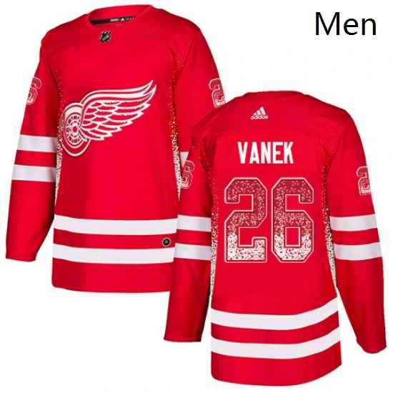 Mens Adidas Detroit Red Wings 26 Thomas Vanek Authentic Red Drift Fashion NHL Jersey